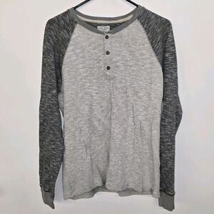 Lucky Brand Medium Gray Henley Raglan Long Sleeve Softest Knitwear Shirt (C48)